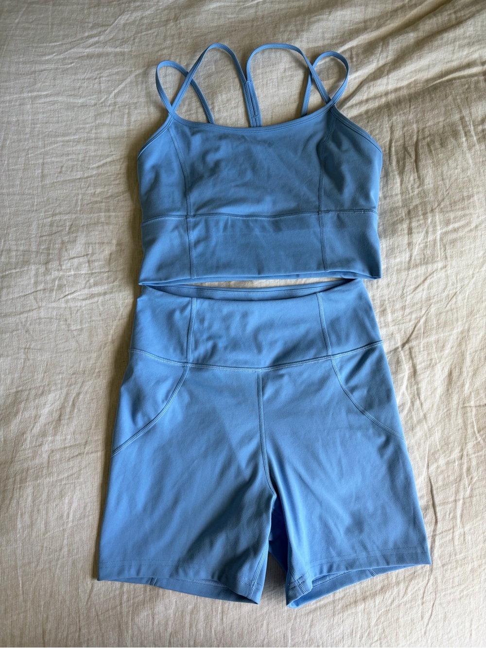 Halfdays Hattie Bike Shorts and Top Set in Forget me Not Blue
